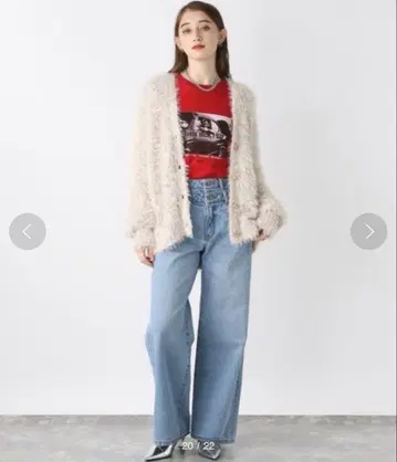 슬라브 니트 퍼 v넥 가디건 JEANASIS