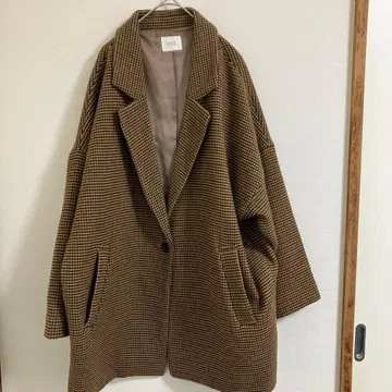 로리즈팜 오버 사이즈 체스터 코트 체크 무늬