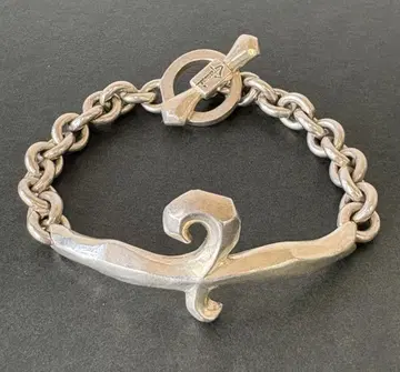 구형 로고 가르니 Garni 빈티지 실버 체인 팔찌