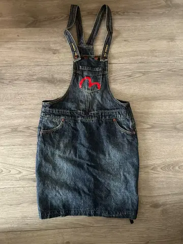 EVISU 다크 데님 살로펫 오버롤