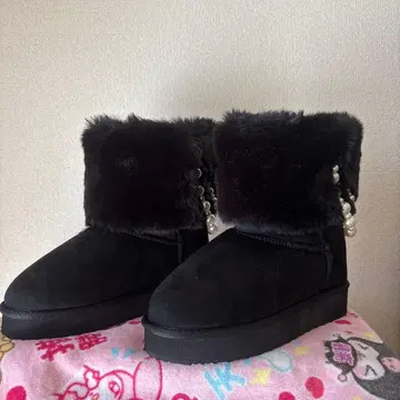 Lady: 펄 장식 블랙 어그 부츠