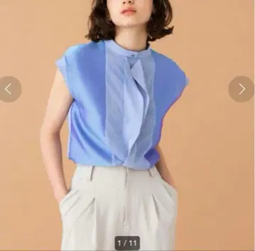 [ 새상품급 ] UNITED TOKYO 레이어 카스케이드 블라우스 블루