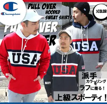 Champion USA 로고 후드티 L 사이즈 네이비