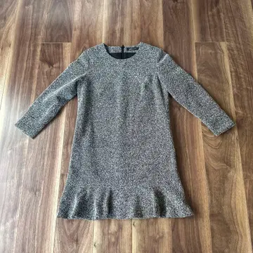 Stanner 그레이 프릴 밑단 긴팔 미니 원피스