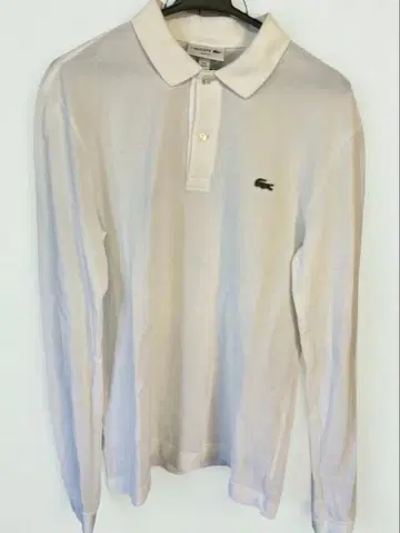 LACOSTE 슬림핏 피케 셔츠 화이트 US M