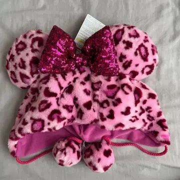 디즈니 팬캡 레오파드 무늬 핑크 미사용 새상품