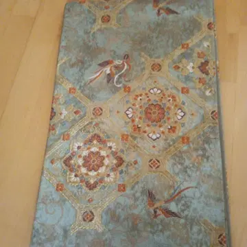 청록색 꽃무늬 새 자수 후쿠로 오비