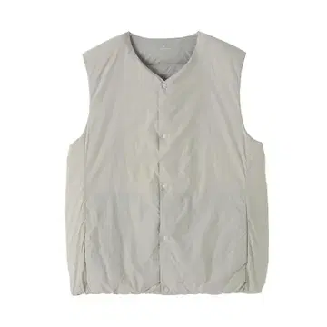 경량 다운 포켓터블 노카라 베스트 라이트 실버 그레이 L
