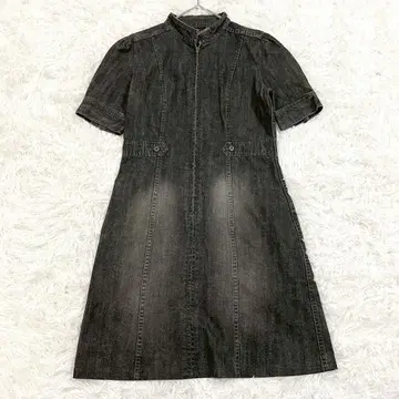 컴시즘 COMME CA ISM 데님 셔츠 원피스 M 블랙 반팔