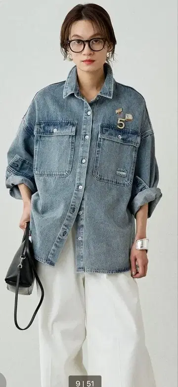 라운지 드레스 데미지 데님 셔츠 컨디션 최상