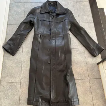 HIS MISS 블랙 가죽 롱 자켓 양가죽