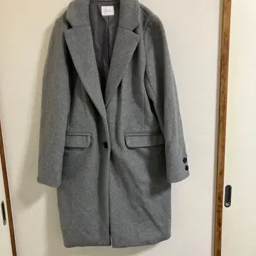 거의 미사용 로리즈팜 그레이 체스터 코트 무릎 기장 울 혼방