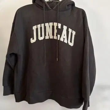 JUNEAU 로고 그레이 후드 후드티