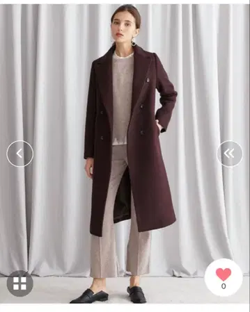 [STUDIOUS] 더블 체스터 울 롱 코트 버건디