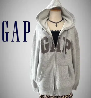 GAP 풀 집업 후드티 헤이세이 갸루 y2k 로고 그레이