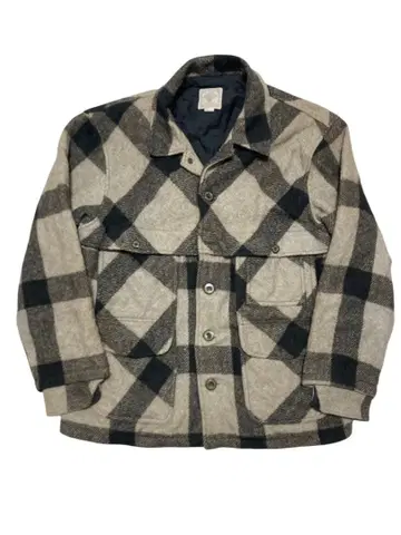 새상품급 울 혼방 베이지 브라운 체크 자켓 M 사이즈 미국