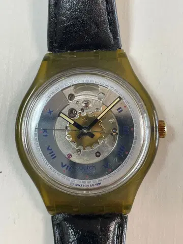Swatch 자동 시계 클리어/블랙 1991년 제조