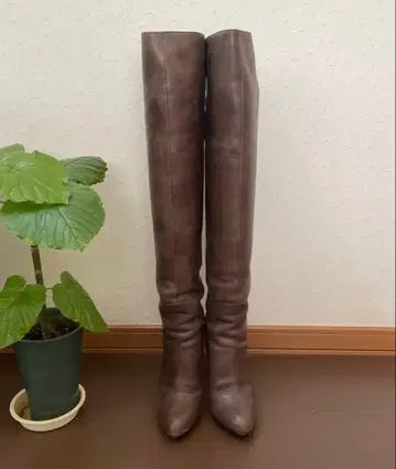 DIANA 브라운 가죽 니하이 부츠 23.5CM