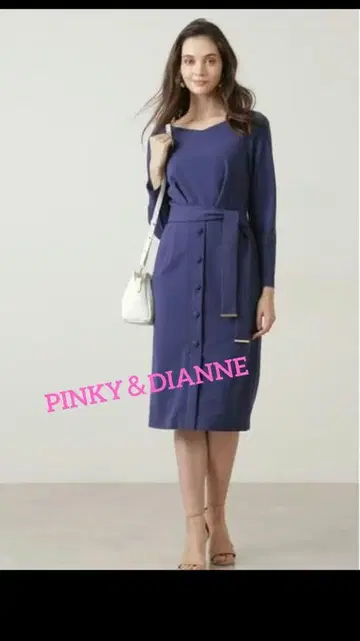 미사용 새상품 핑키&다이앤 울트라 마린 버튼 저리 원피스 38