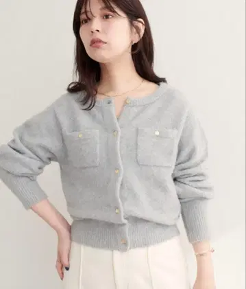 [ natural couture ] 수플레 얀 금장 버튼 포켓 가디건