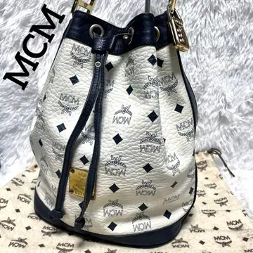 MCM 로고그램 숄더백 비세토스 복조리형 가죽 화이트