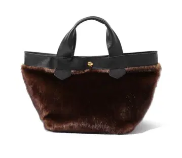 REGALO 브라운 퍼 가죽 토트백