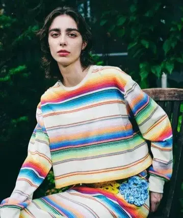 새상품급 A MENDA 코튼 멕시칸 멀티 보더 25SS 완판템 아멘다