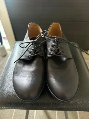 블랙 가죽 웨지힐 신발