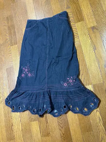 벨퍼치 블랙 데님 롱 스커트