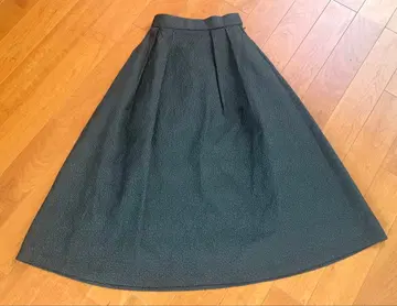 화사함 [ 블랙 PLST 부풀린 직물 플레어 스커트 ]