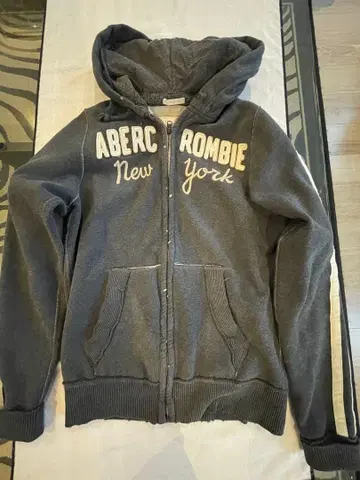 Abercrombie 그레이 후드 부착 후드티 데미지 가공