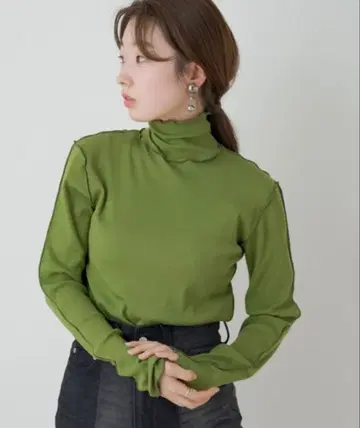 kastane 골지 멜로우 하이넥 롱 T