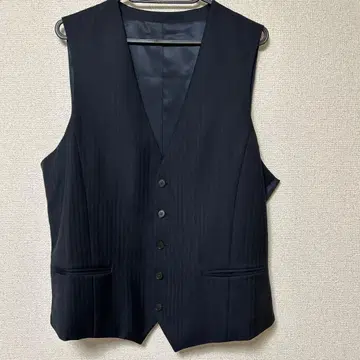 네이비 스트라이프 수트 베스트