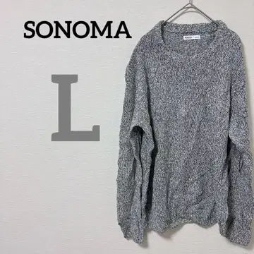 SONOMA [ L ] 그레이 니트 스웨터 긴팔 상의 남성용