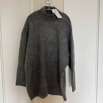 택 포함 새상품 라운지 드레스 튜닉 하이넥 니트 그레이 프리 사이즈