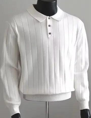 스트라이프 디자인 니트 피케 셔츠 2색 세트