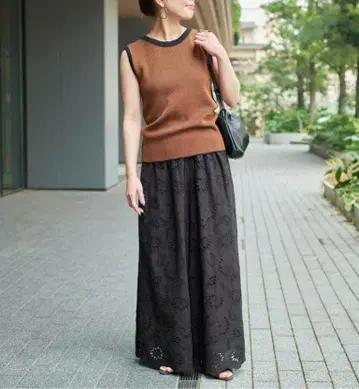 B.C STOCK 아이렛 레이어 이지 와이드 팬츠