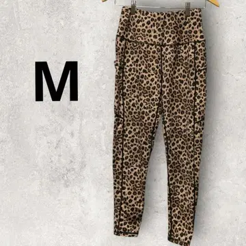 요가 팬츠 레오파드 무늬 스트레치 레깅스 여성용 M 포켓 포함