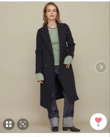 [ STUDIOUS ] 더블 체스터 울 롱 코트 네이비