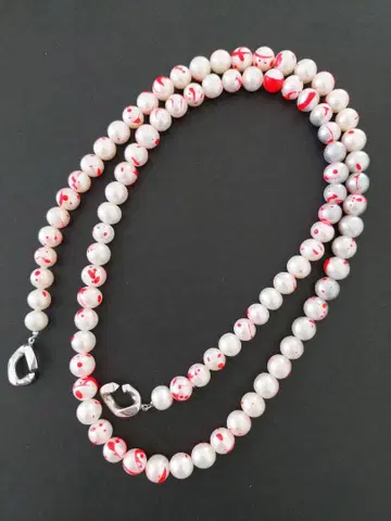 아쉬페 프랑스 펄 핑크 페인트 목걸이