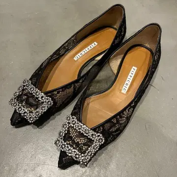 PIPPICHIC 블랙 비쥬 레이스 펌프스