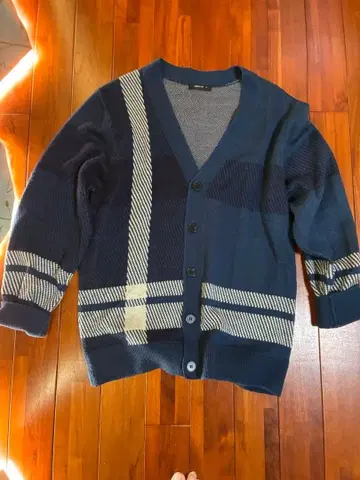 네이비 스트라이프 니트 가디건