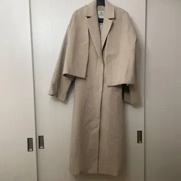 3way 베이지 롱 코트 허리 리본 포함