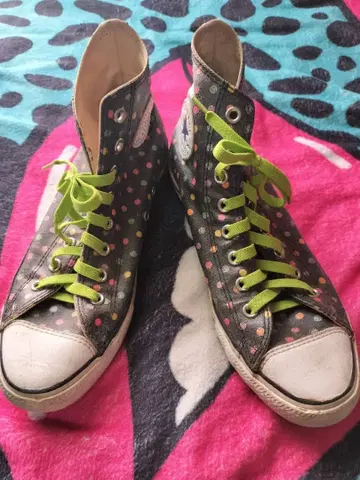 컨버스 하이컷 도트 무늬 도트 패턴 스니커즈 컬러풀 도드라진 us9