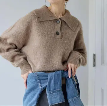 JOURNAL STANDARD 알파카 믹스 퍼 카라 부착 풀오버