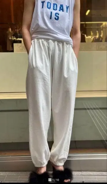 [ 새상품급 ] roku 6 로쿠 코튼 개더 팬츠 스웨트 팬츠 36