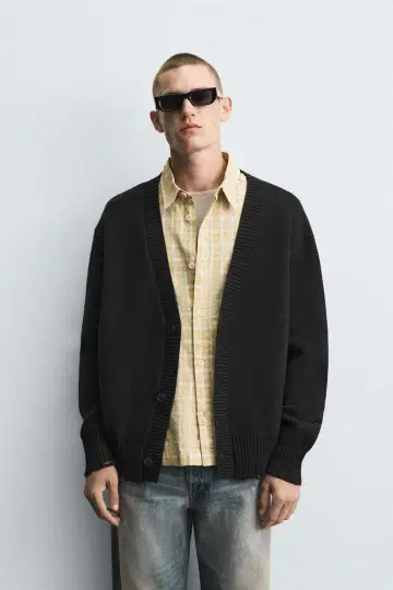 ZARA 데미지 가공 리브 가디건