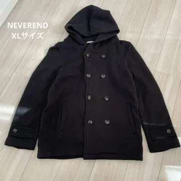NEVEREND 블랙 니트 더플 코트 XL