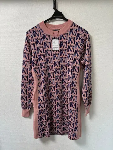 [ 미사용 새상품 ] muta 지오 모노그램 자카드 니트 원피스 PINK