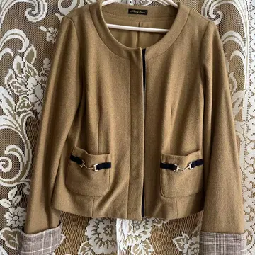 노카라 자켓 베이지 체크 일본제